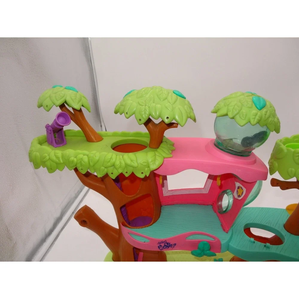 Littlest Pet Shop Treehouse Playset 2007 Hasbro Brown Pink Green Slide